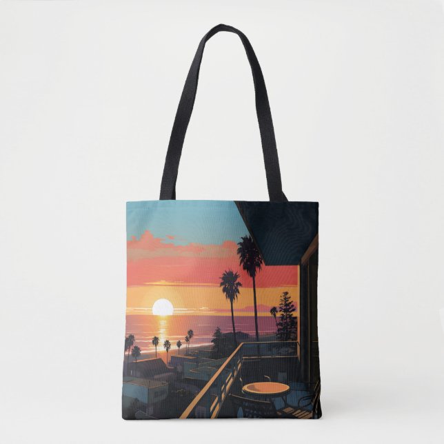 TOTE BAG COUCHER DE SOLEIL À PÈRE NOËL MONICA #1 (Devant)