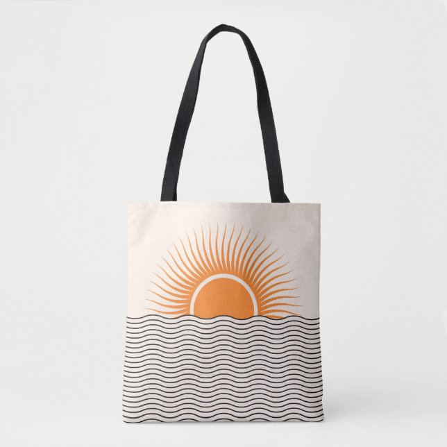 Tote Bag Coucher de soleil Abstrait : décoration boho géomé (Devant)