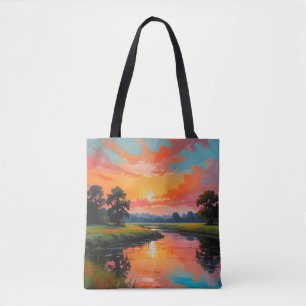 Tote Bag Coucher de soleil au bord de la rivière