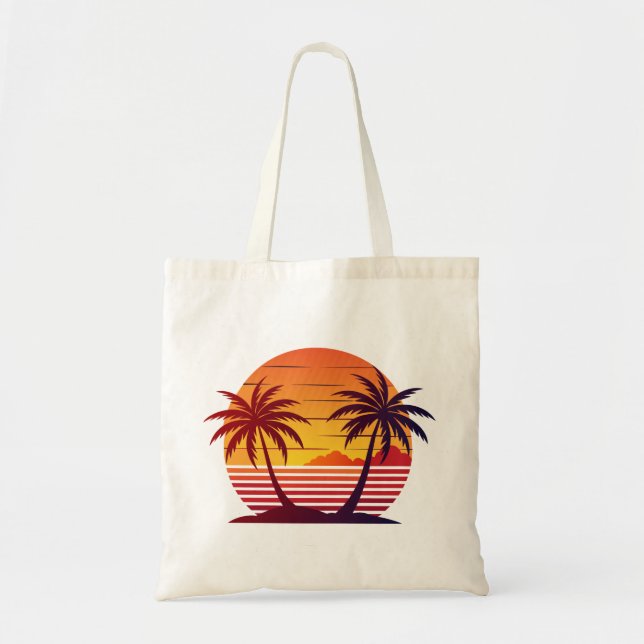 Tote Bag Coucher de soleil avec palmiers Vector-98803 (Devant)