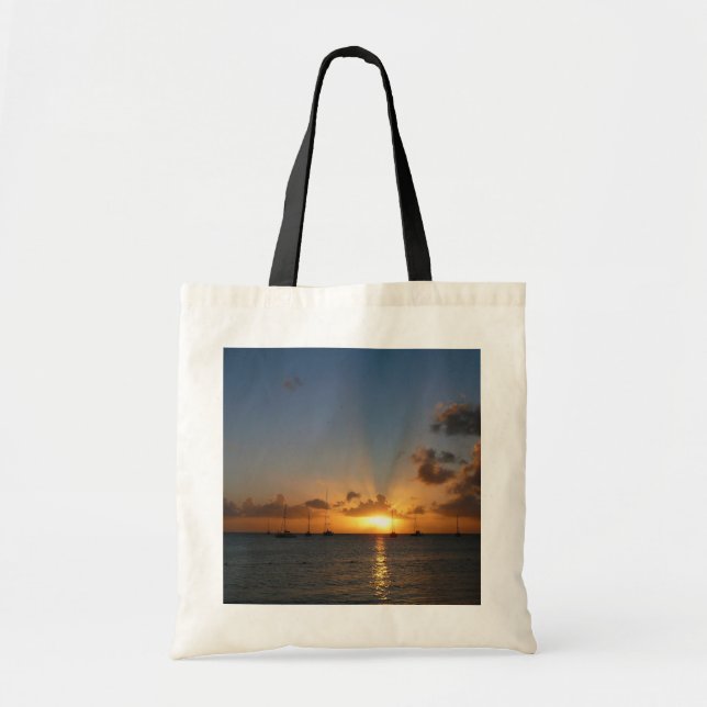 Tote Bag Coucher de soleil avec voiliers Paysage tropical P (Devant)