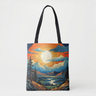 Tote Bag Coucher de soleil coloré d'été dans un canyon