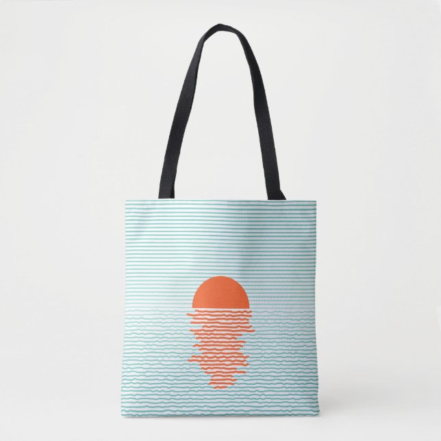 Tote Bag Coucher de soleil dans l'océan - arrière - plan ra (Devant)