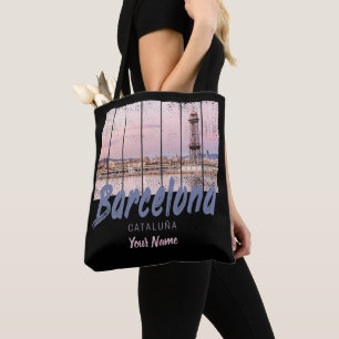 Tote Bag coucher de soleil de Barcelone Catalogne Skyline E