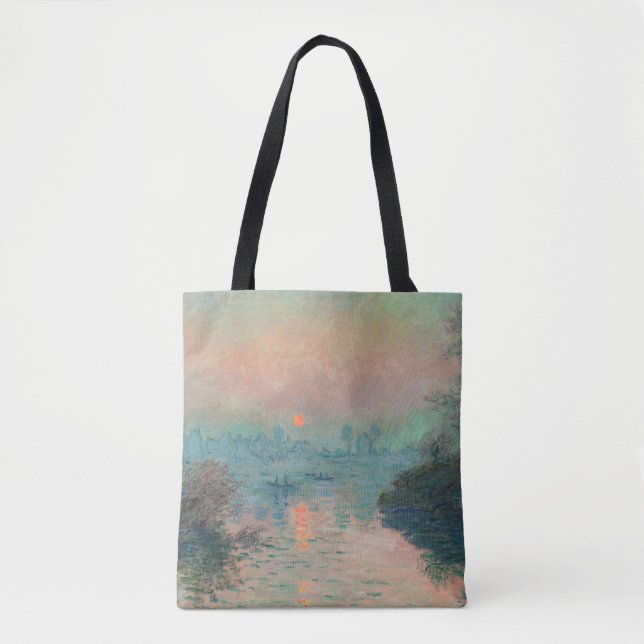 Tote Bag Coucher de soleil de Monet sur la Seine Impression (Devant)