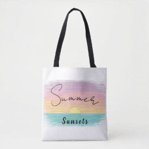 Tote Bag Coucher de soleil d'été sur la plage à Pastel