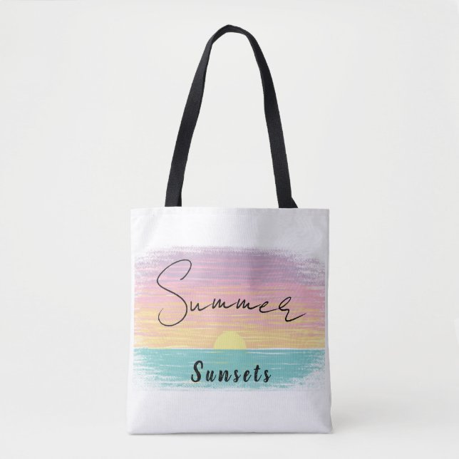 Tote Bag Coucher de soleil d'été sur la plage à Pastel (Devant)