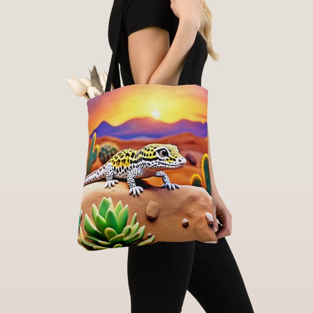 Tote Bag Coucher de soleil du désert de Gecko (De près)