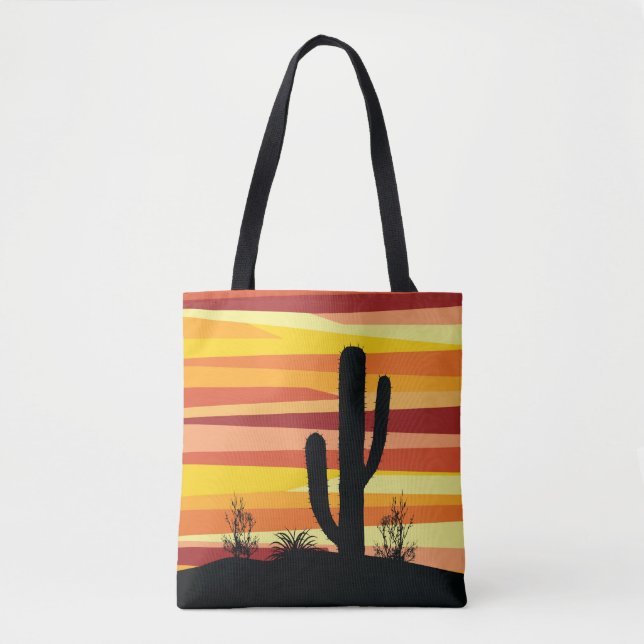 Tote Bag Coucher de soleil géométrique dans le désert (Devant)