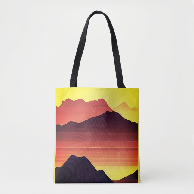Tote Bag Coucher de soleil montagne désertique orange et ma (Devant)