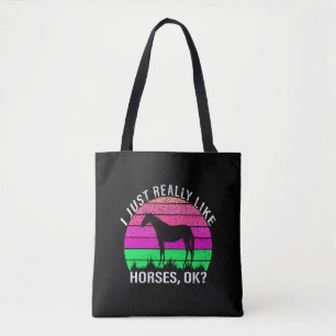 Tote Bag Coucher de soleil néon J'aime vraiment les chevaux