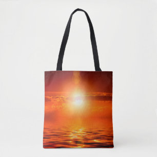 Tote Bag Coucher de soleil paisible Ciel doré orange sur me