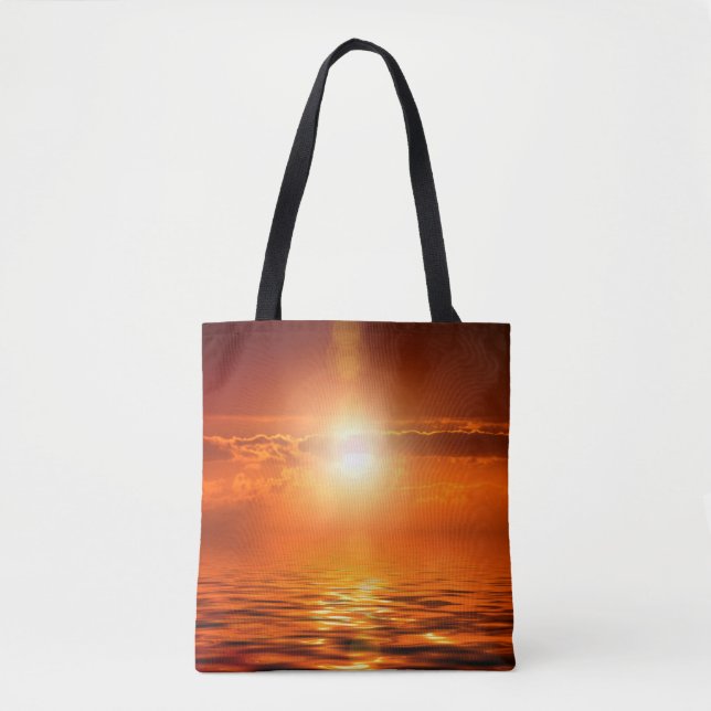 Tote Bag Coucher de soleil paisible Ciel doré orange sur me (Devant)