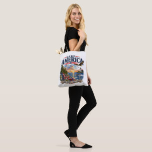 Tote Bag Coucher de soleil patriotique aigle du lac America