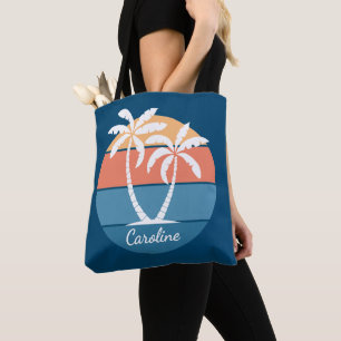 Tote Bag Coucher de soleil personnalisé sur une plage tropi