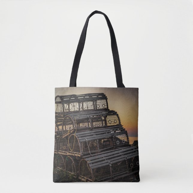 Tote Bag Coucher de soleil pour piège de homard (Devant)