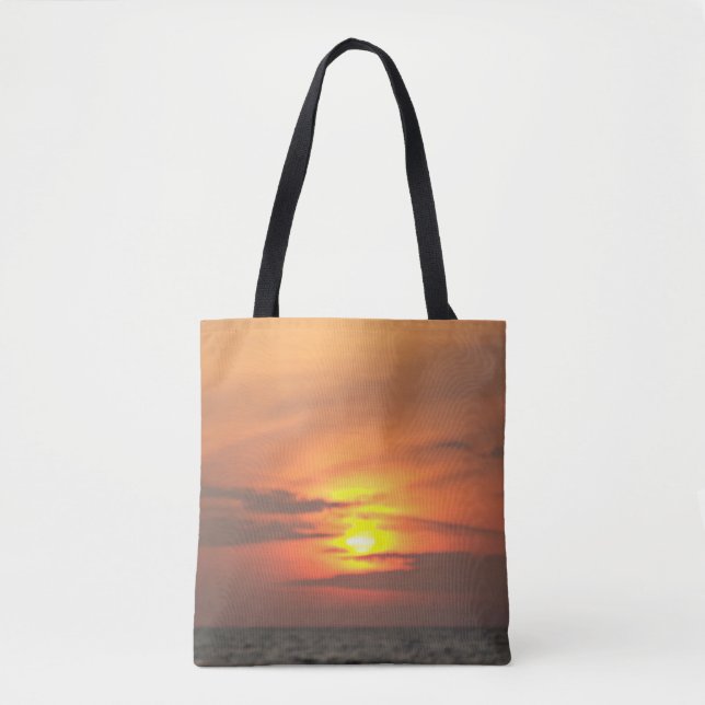 Tote Bag Coucher de soleil profond Horizon Océan Glow (Devant)