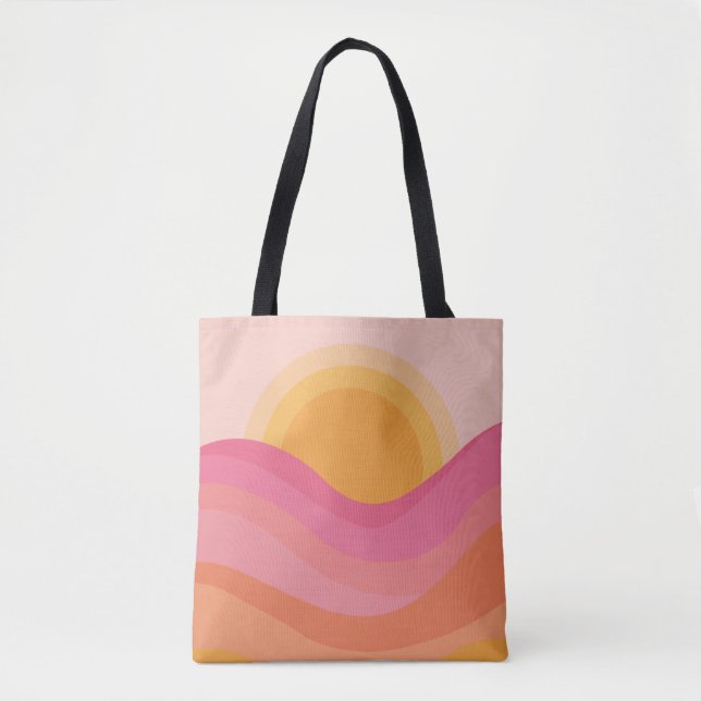 Tote Bag Coucher de soleil rétro abstrait (Devant)