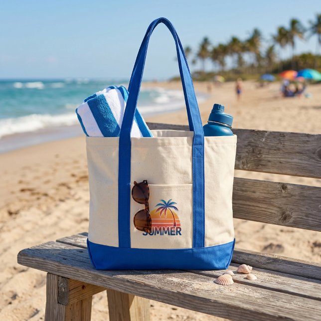 Tote Bag Coucher de soleil rétro d'été palmier (Créateur téléchargé)