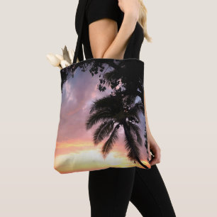 Tote Bag Coucher de soleil romantique de palmier