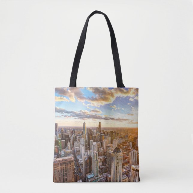 Tote Bag Coucher de soleil sur Chicago (Devant)