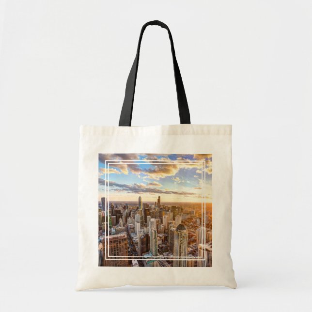 Tote Bag Coucher De Soleil Sur Chicago (Devant)