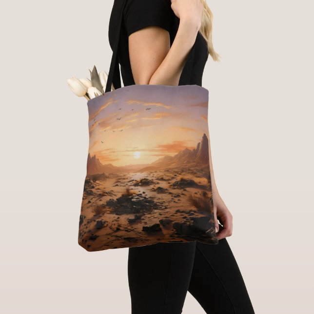 Tote Bag coucher de soleil sur le désert (De près)
