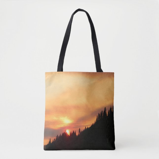 Tote Bag Coucher de soleil sur les montagnes... (Devant)