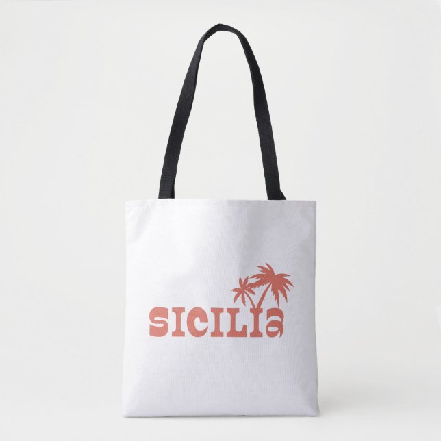 Tote Bag Coucher de soleil sur l'île de la Sicile (Devant)