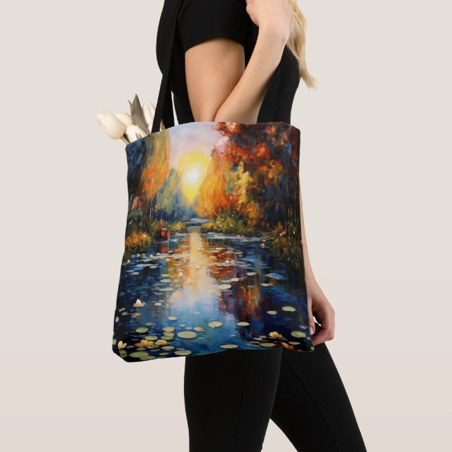 Tote Bag Coucher de soleil sur l'impressionnisme des étangs (De près)