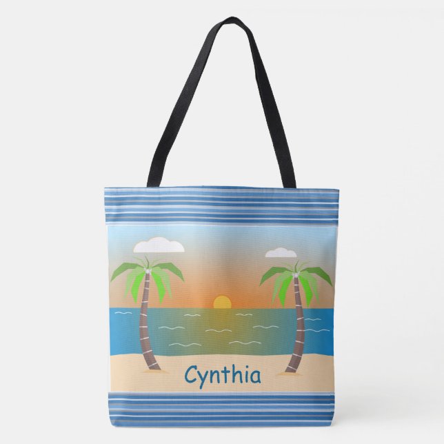 Tote Bag Coucher de soleil tropical (Devant)