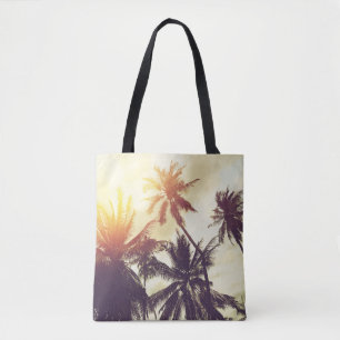 Tote Bag Coucher de soleil tropical : Palm Silhouette Vinta
