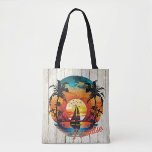 Tote Bag Coucher de soleil tropical Palmiers de plage de vo