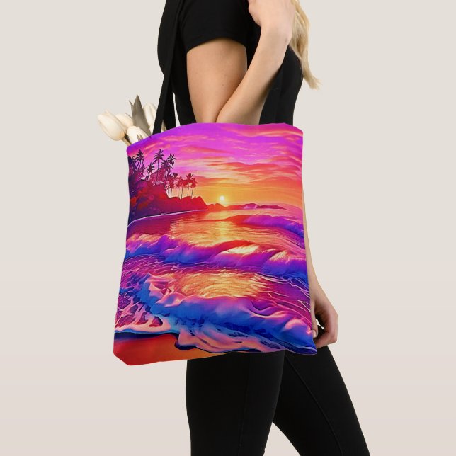Tote Bag Coucher de soleil tropical : Plage d'art (De près)