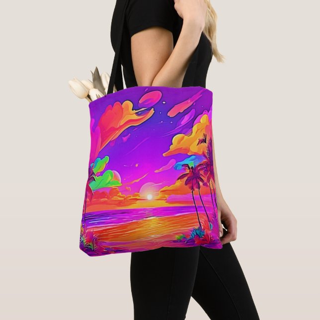 Tote Bag Coucher de soleil tropical vibrant (De près)