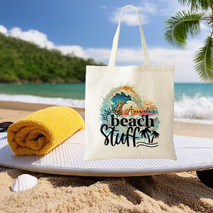 Tote Bag Coucher de soleil vague océanique objets de plage