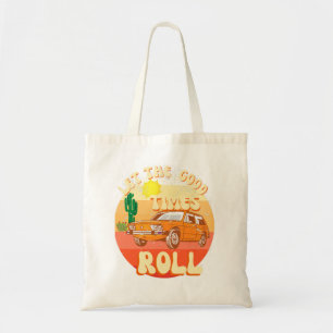 Tote Bag Coucher de soleil vintage de style rétro et voitur