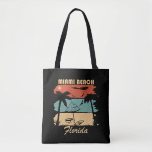 Tote Bag Coucher de soleil vintage Miami Beach Floride