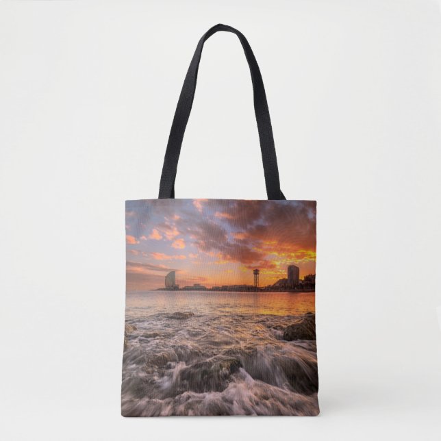 Tote Bag Coucher du soleil à Barcelone (Devant)