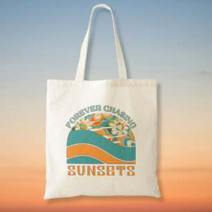 Tote Bag Couchers de soleil à la recherche de fleurs rétro
