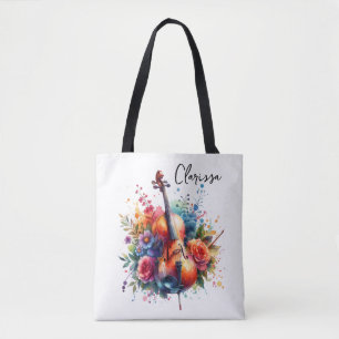 Tote Bag Coucou aquarelle et fleurs personnalisées