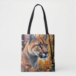 Tote Bag Cougar Mountain Lion Art d'automne