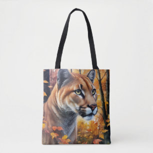 Tote Bag Cougar Mountain Lion Art d'automne