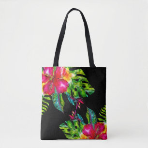 Tote Bag Couleur claire Tropical Floral Feuilles