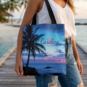 Tote Bag Couleur colorée Tropical Island Beach Ocean Sunset