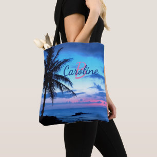 Tote Bag Couleur colorée Tropical Island Beach Ocean Sunset