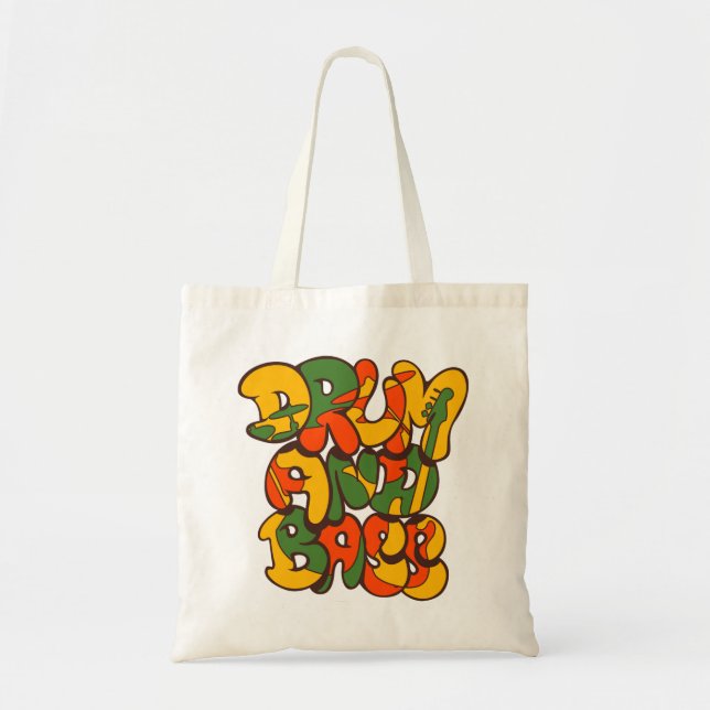 Tote Bag couleur de reggae de tambour et de basse - logo, (Devant)