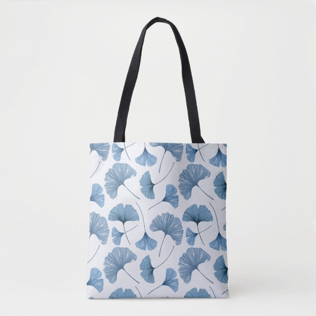 Tote Bag Couleur d'eau de feuillage motif bleu et blanc (Devant)