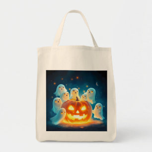 Tote Bag Couleur d'eau de la fête du fantôme citrouille