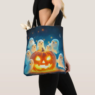 Tote Bag Couleur d'eau de la fête du fantôme citrouille